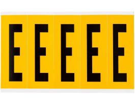 Outdoor Vinyl 3.875 in Black on Yellow Letters E Card of 5 Labels