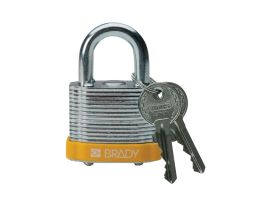 Standard Safety Steel Padlocks 0.75 in Steel Shackle KD Yellow