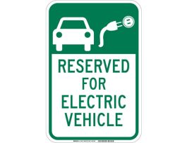Reserved For Electric Vehicle Sign, 18" H x 12" W x 0.035" D, Aluminum
