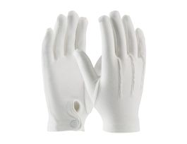 100% Cotton Dress Gloves, Wht., Snap Wrist Closure, SM