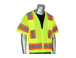 Class 3 Mesh Vest, Zipper 11 Pockets, Mic Tab, Two Tone Tape