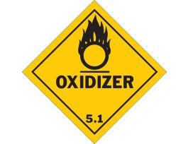 OXIDIZER 5.1 Hazardous Material Shipping Labels, 4" H x 4" W x 0.004" D, Black on Yellow