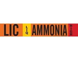 LIC LIQ AMMONIA HIGH Pipe Marker, 4" H x 24" W, Fits Pipes 8" Dia. or Larger