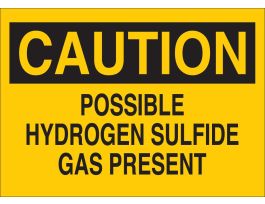 CAUTION Possible Hydrogen Sulfide Gas Present Sign, 10" H x 14" W x 0.06" D, Polystyrene