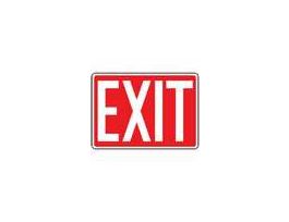 Safety Sign, Exit (white/red), 7 X 10, Adhesive Vinyl