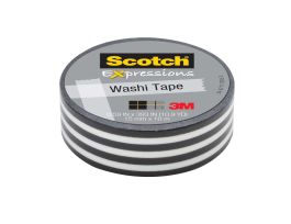 Scotch® Expressions Washi Tape C314-P43, .59 in x 393 in (15 mm x 10 m) Black Stripe