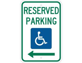 Reserved Parking Sign, 18" H x 12" W x .035" D, Aluminum, Arrow Direction Left