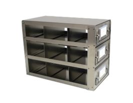 Upright Freezer Drawer Rack for Microtube Boxes with 2 7/16" Max Height, 3 x 3 Array