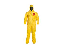 Tychem® 2000 Coverall, Hood, Elastic Wrists, Att. Socks, Serged Seams, 12/CS, Yellow