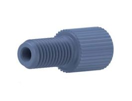 Flangeless Male Nut, Standard Knurl, Blue Acetal, 1/8" OD Tubing, 1/4-28 Flat-Bottom; 1/EA
