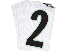 Glow in the Dark 2 in Black, Green Glow on Silver Number 2 10/PK