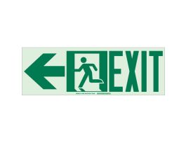 BradyGlo Exit Sign With Running Man, 5" H x 14" W x 0.0096" D, Arrow Direction: Left