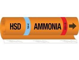HSD VAP AMMONIA HIGH Pipe Marker, 26" H x 12" W, Fits Pipes 2.5" Dia. Thru 7.875" Dia.