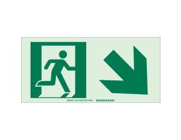 BradyGlo NYC Approved Exit With Running Man And Down/Right Arrow Sign, 5" H x 9" W x 0.0096" D
