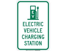 Electric Vehicle Charging Station Sign, 18" H x 12" W x 0.090" D, Aluminum