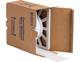 PermaSleeve Heat Shrink Wire and Cable Labels 1/8" Dia for 3" Core Printers - 0.5" White Double-Sided