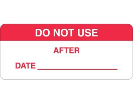 DO NOT USE AFTER DATE: Write-on Inspection Labels, 0.625" H x 1.5" W x 0.0034" D, Red on White