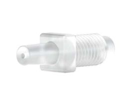 Threaded Luer Adapter, Natural Polypropylene, 0.050" Bore, Male Slip Luer x Male 1/4-28 Flat Bottom; 1/EA