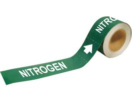 Self-Adhesive Pipe Marker: NITROGEN, 2" H x 12" W, Roll of 25 Each, Fits Pipes 2.5" Dia. Thru 6" Dia.