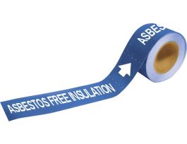 Self-Adhesive Pipe Marker: ASBESTOS FREE INSULATION, 2" H x 12" W, Roll of 25 Each, Fits Pipes 2.5" Dia. Thru 6" Dia.