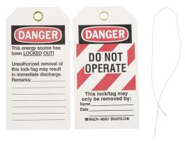 Tags DO NOT OPERATE THIS TAG MAY ONLY BE REMOVED BY Paper 5.75x3  BK/RD/WH 25/PK