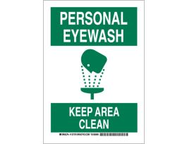 Personal Eyewash Keep Area Clean Sign, 14" H x 10" W x 0.06" D, Polystyrene