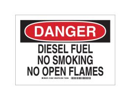 DANGER Diesel Fuel No Smoking No Open Flames Sign, 10" H x 14" W x 0.006" D, Polyester