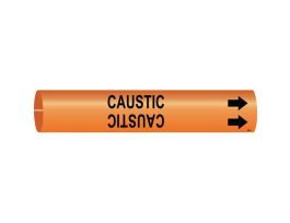 Snap-On Pipe Marker: CAUSTIC, Fits Pipes 2.5" Dia. Thru 3.875" Dia.