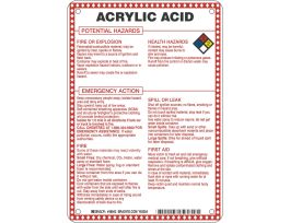 Acrylic Acid Potential Hazards Sign, 10" H x 7" W x 0.1" D, Black/Blue/Red/Yellow on White