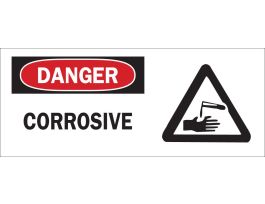 DANGER Corrosive Sign, 7" H x 17" W x 0.1" D, Fiberglass