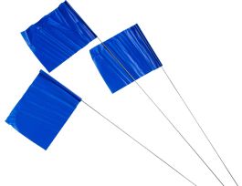 Marking Flags, Plastic, Steel, Blue, 5" x 4" x 30"