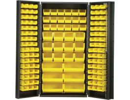CABINET W/132 YELLOW BINS STL 36X24X72IN