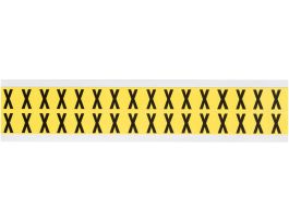 Repositionable Vinyl 0.625 in Black on Yellow, Letters X Card of 32 Labels