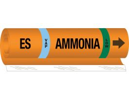 ES VAP AMMONIA LOW Pipe Marker, 9" H x 8" W, Fits Pipes 1.5" Dia. Thru 2.375" Dia.