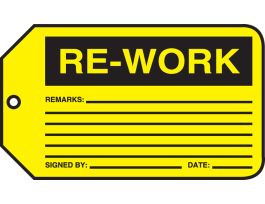 Safety Tags, 5 3/4" x 3 1/4", RE-WORK, PF-CARDSTOCK, 25/PK
