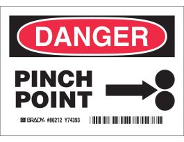 DANGER Pinch Point (5/Package) Sign, 3.5" H x 5" W x 0.006" D, Polyester