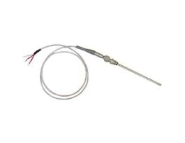 RTD Probe, 6" L, 1/4" Dia, 1/4" NPT Re-Adj, Stripped Leads