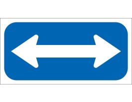 White On Blue Double Arrow Sign, 6" H x 12" W x 0.090" D, White on Blue