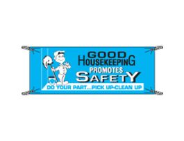 GOOD HOUSEKEEPING Promotes Safety Do Your Part Pick Up-Clean Up Sign, 3 ft H x 5 ft W x 0.055" D, Polyethylene