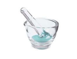 Mortar & Pestle Set, glass, 455 mL, 120 mm OD, 6/pk