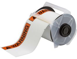 GlobalMark ToughWash Labels 4 in H x 6 in W Black, Orange on White 100/RL