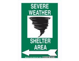 Severe Weather Sign, 14" H x 10" W x 0.06" D, Black/Green/White, Polystyrene