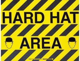 Floor Safety Hard Hat Area Sign, 14" H x 18" W x 0.011" D, Polyester