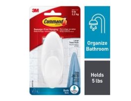 Command™ Large Towel Hook with Water-Resistant Strips BATH17-ES Clear Frosted