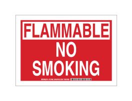 FLAMMABLE No Smoking Sign, 10" H x 14" W x 0.006" D, Polyester