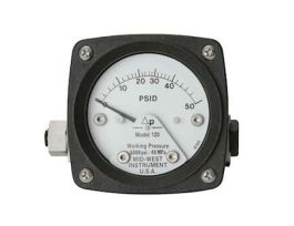 Piston Type 2.5" Differential Pressure Gauge, 15 psi, Al