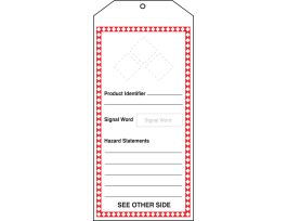 GHS Jumbo Tags, GHS Blanks with Label Set, 8 1/2" x 3 7/8", PF-Cardstock, 5/pk