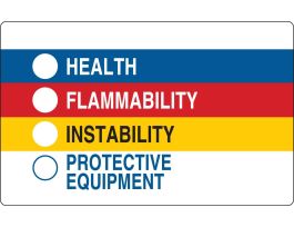HEALTH FLAMMABILITY INSTABILITY PROTECTIVE EQUIPMENT Labels, 1.875" H x 3" W