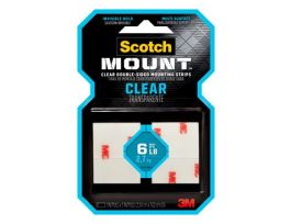 Scotch-Mount™ Clear Double-Sided Mounting Strips 410H-ST, 1 in x 3 in (2.54 cm x 7.62 cm), 8 Strips