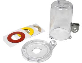 Clear Push Button Lockout, Small Base + Tall Cover, Button 16 mm